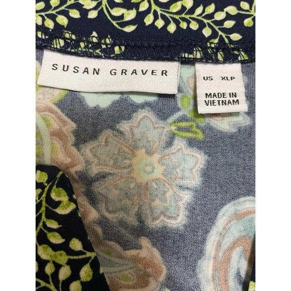 Susan Graver Sheath Dress Blue Green Paisley Floral Print Size XLP - Picture 6 of 6